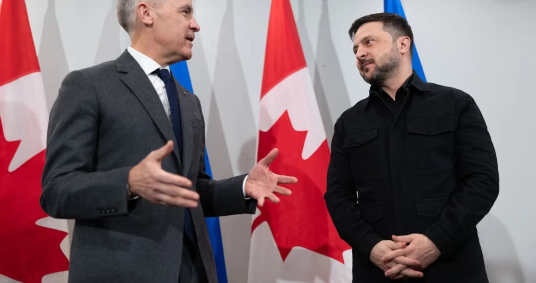 Canadian Prime Minister Mark Carney, left, and Ukrainian President Volodymyr Zelenskyy hold a press conference in 
Halifax, N.S. on Saturday, December 27, 2025. THE CANADIAN PRESS/Riley Smith